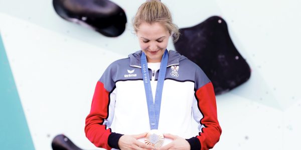 PARIS,FRANCE,10.AUG.24 - OLYMPICS, CLIMBING - Olympic Summer Games Paris 2024. Image shows Jessica Pilz (AUT). Keywords: medal. Photo: GEPA pictures/ Patrick Steiner